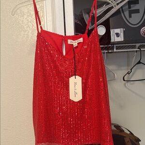 Vine & Love Red Sequin Cami Tank